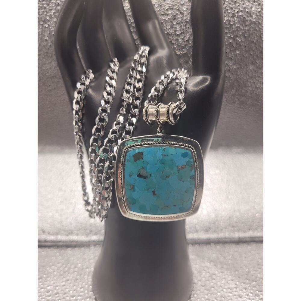Turquoise and 925 Silver Necklace 55Grams Silver‎ 2.2lb Tot WT